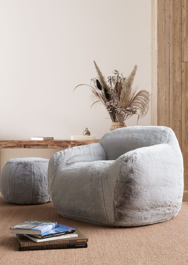 Round Faux Fur Pouffe - Image 2